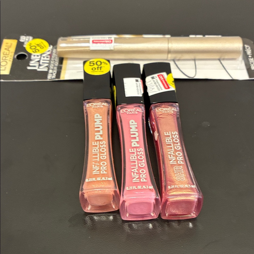 L'Oreal Infallible Pro Gloss Trio - Pink and Gold/ Eye Liner